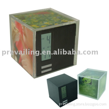 Cube Photo Frame w/Alarm Clock